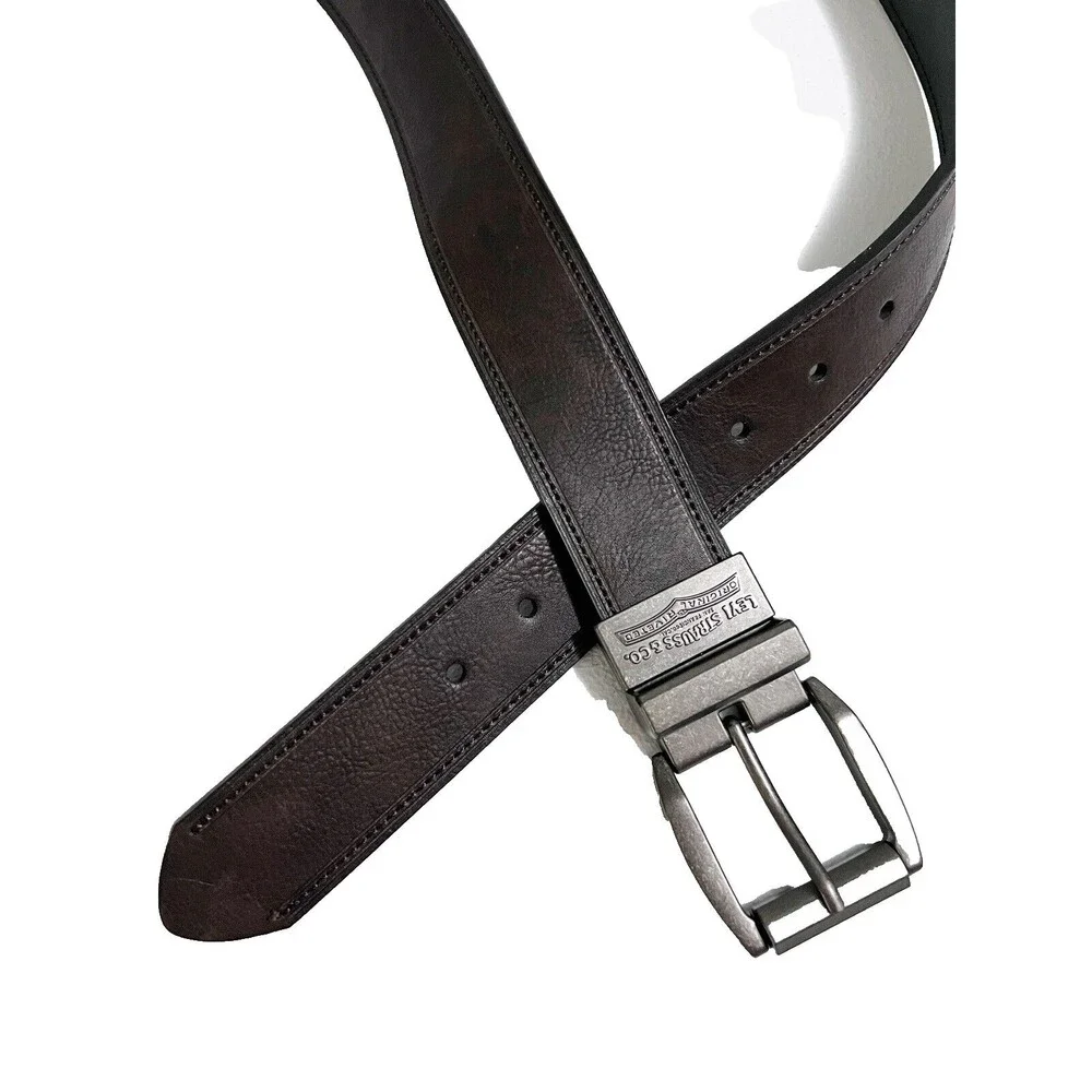 Levi Strauss Men's Leather TOP Belt Synthetic Leather Lining Original Riveted 40